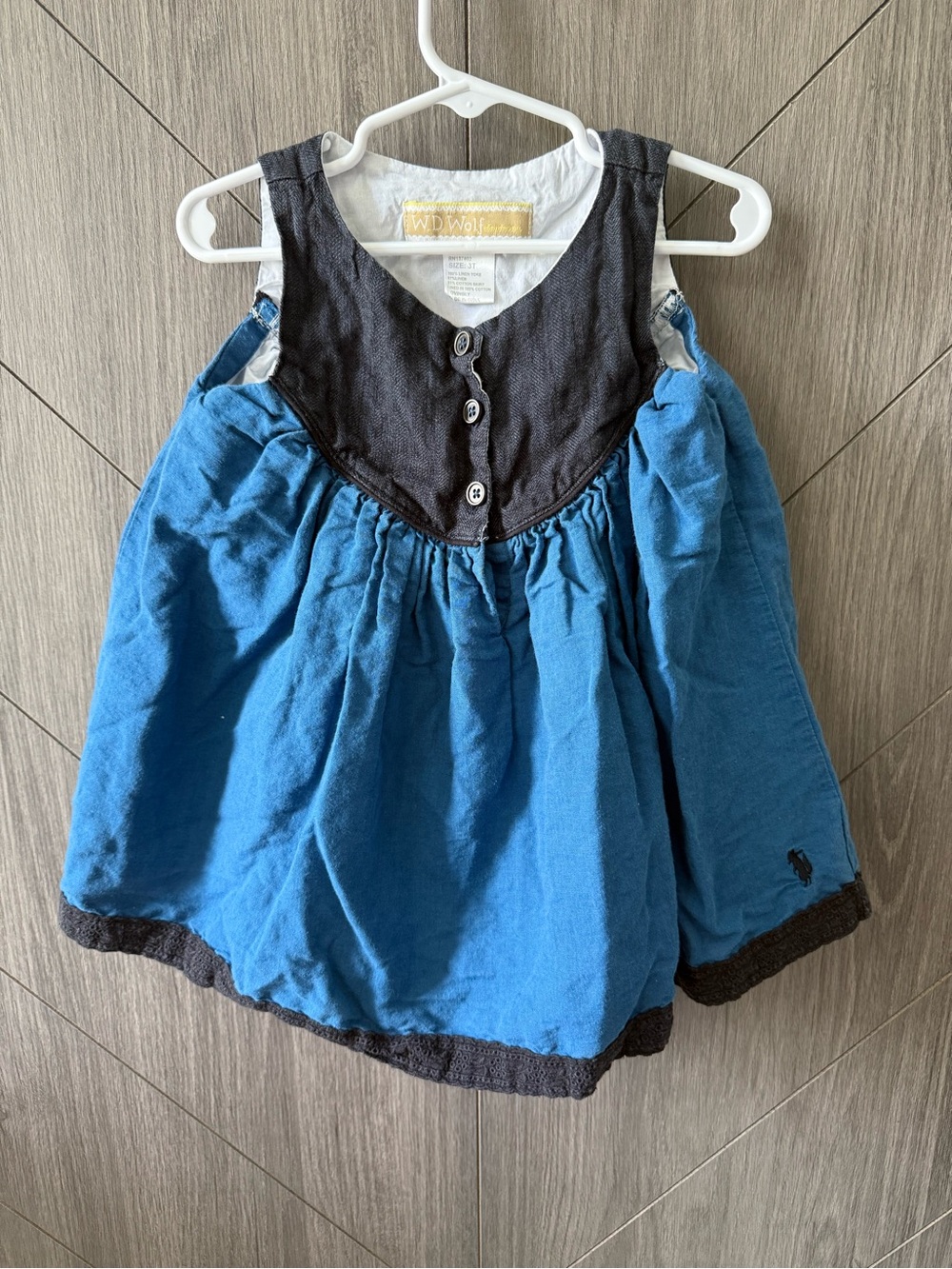 W.D. Wolf Daydream Toddler Girl’s Blue and Black Button-Front Dress